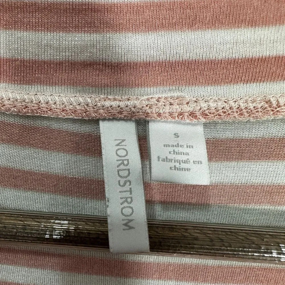 Nordstrom top womens small pink‎ white striped long sleeve oversized tunic comfy - Picture 2 of 7